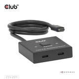 Club 3D USB-C Bi-Directional Video + Data + PD Switch usb-switch Zwart
