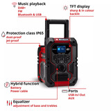 EINHELL Accu Radio TE-CR 18 Li DAB+/FM/BT - Solo bouwradio Rood/zwart, Accu en oplader niet inbegrepen