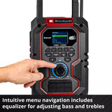EINHELL Accu Radio TE-CR 18 Li DAB+/FM/BT - Solo bouwradio Rood/zwart, Accu en oplader niet inbegrepen