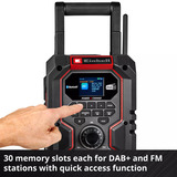 EINHELL Accu Radio TE-CR 18 Li DAB+/FM/BT - Solo bouwradio Rood/zwart, Accu en oplader niet inbegrepen