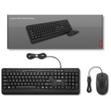Lenovo 160 Wired Combo, desktopset Zwart, US lay-out, USB-A, 1.600 dpi