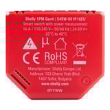 Shelly 1PM Gen4 relais Rood, Bluetooth, Wi-Fi