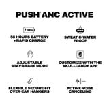 Skullcandy Push ANC Active True Wireless Active Earbuds with Noise Canceling  headset Zwart/oranje, Bluetooth® v5.3​