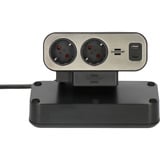 Brennenstuhl estilo Duplex stekkerdoos met schakelaar en overspanningsbeveiliging Zwart/zilver, 9x stekker, 1x USB-C, 1x USB-A, 1x USB C, 1x USB A