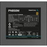 DeepCool PN850M, 850 Watt voeding  Zwart, 3x PCIe, 1x 12VHPWR, Kabelmanagement