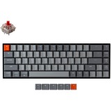 Keychron K6-O1, toetsenbord Grijs/grijs, US lay-out, Gateron Red, white leds, 65%, ABS, Bluetooth 5.1