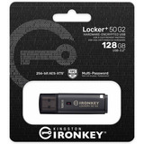 Kingston IronKey Locker+ 50 G2 USB Flash Drive 128 GB usb-stick Antraciet, USB-A 3.2 Gen 1