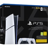 Sony PlayStation 5 Console Digital Edition (Slim) - 825GB + Twee DualSense Draadloze Controllers spelconsole Wit/zwart