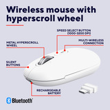 Trust Seron Draadloze Muis, Slank met Hyperscrollwiel  Wit, 1000-3200 Dpi, 2.4GHz, 2x Bluetooth, USB
