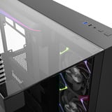 XYZ PC Gear Tesseract A-RGB midi tower behuizing Zwart | 2x USB-A | 1x USB-C | RGB | Tempered Glass
