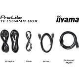 iiyama ProLite TF1534MC-B8X 15" touchscreen monitor Zwart (mat), VGA, HDMI, DisplayPort, Touch, 75Hz