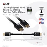 Club 3D Gecertificeerde Ultra High Speed HDMI 2.1 kabel Zwart, 1 meter, 8K