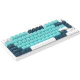 HelloGanss HS75T GC16, toetsenbord Wit/donkerblauw, US lay-out, Gateron Yellow, 75%, RGB leds, PBT Doubleshot keycaps, hot swap, 2,4 GHz / Bluetooth / USB-C