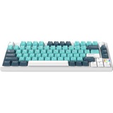 HelloGanss HS75T GC16, toetsenbord Wit/donkerblauw, US lay-out, Gateron Yellow, 75%, RGB leds, PBT Doubleshot keycaps, hot swap, 2,4 GHz / Bluetooth / USB-C