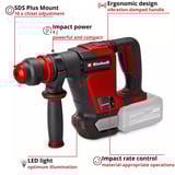 EINHELL Professionele Accu-breekhamer TP-DH 18/4 Li BL - Solo Zwart/rood, Accu en oplader niet inbegrepen