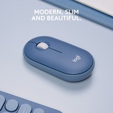 Logitech M350 Pebble Draadloze muis Donkerblauw/wit, 1000 dpi