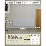 Mill Steel WiFi paneelverwarming PA1300WIFI4, 1300 Watt convector Wit, wifi 2,4 GHz (wifi 6), Bluetooth 5.2, Zigbee 3.0 + App