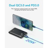 VEGER S11 (W1140) 10000 mAh  powerbank Zwart, PD 22,5W, QC 3.0, 2A, USB-A, USB-C, Micro-USB