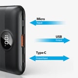 VEGER S11 (W1140) 10000 mAh  powerbank Zwart, PD 22,5W, QC 3.0, 2A, USB-A, USB-C, Micro-USB