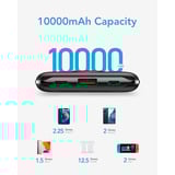 VEGER S11 (W1140) 10000 mAh  powerbank Zwart, PD 22,5W, QC 3.0, 2A, USB-A, USB-C, Micro-USB