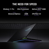 ASUS ROG Strix G16 G615LR-S5396W 16"  gaming laptop Zwart/groen | Core Ultra 9 275HX | RTX 5070 Ti | 16 GB | 1 TB SSD