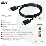 Club 3D Displayport 2.1 VESA DP80 gecertificeerde kabel male-male Zwart, 1,2 meter, 4K 240Hz, 8K 60Hz, 80Gbps