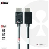 Club 3D Displayport 2.1 VESA DP80 gecertificeerde kabel male-male Zwart, 1,2 meter, 4K 240Hz, 8K 60Hz, 80Gbps