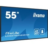 iiyama Prolite LH5575UHS-B1AG 54.6" 4K UHD monitor Zwart, HDMI, DisplayPort, RJ45 (LAN), Audio, USB, Android