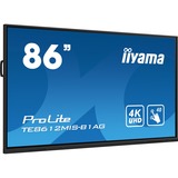 iiyama Prolite TE8612MIS-B1AG 85.6" 4K Ultra HD Public Display Zwart, 4K UHD, Touch, WiFi, VGA, HDMI, USB-C, LAN, Audio