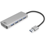 ACT Connectivity USB-A hub 3.0, 4 poorts USB-A usb-hub aluminium