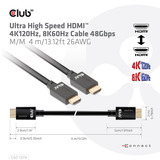 Club 3D Gecertificeerde Ultra High Speed HDMI 2.1 kabel Zwart, 4 meter, 8K