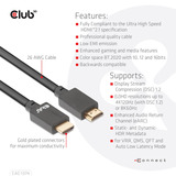 Club 3D Gecertificeerde Ultra High Speed HDMI 2.1 kabel Zwart, 4 meter, 8K
