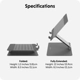 Hyper HyperSpace Ergonomic Adjustable Laptop Stand bevestiging Grijs