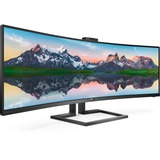 Philips 499P9H/00 48.8" UltraWide monitor Zwart, DisplayPort, HDMI, USB-C, Audio, LAN, Webcam