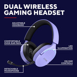 Trust GXT 491P Fayzo Draadloze  over-ear gaming headset Lichtpaars, 2.4 GHz | Bluetooth