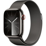 Apple Watch Series 9 smartwatch Grafiet/grafiet, Roestvrij staal, 45 mm, Milanees bandje, GPS + Cellular