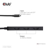 Club 3D USB-C naar 3x HDMI hub Zwart