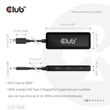 Club 3D USB-C naar 3x HDMI hub Zwart