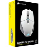 Corsair M65 RGB ULTRA WIRELESS gaming muis Wit/lichtgrijs, 26,000 DPI, USB | 2,4 GHz | Bluetooth