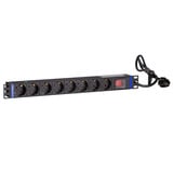 DSI 19 inch 8 voudige stekkerdoos met schakelaar Zwart, 8x stekker, voor 8 stekkers