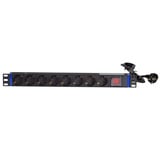 DSI 19 inch 8 voudige stekkerdoos met schakelaar Zwart, 8x stekker, voor 8 stekkers