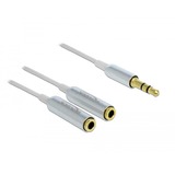 DeLOCK Cable audio splitter stereo jack male 3.5mm > 2x stereo jack female kabel Wit
