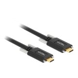 DeLOCK SuperSpeed USB-C 3.1 Gen 2 male > USB-C male met schroeven aan de zijkanten kabel Zwart, 1 meter