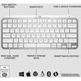 Logitech MX Keys Mini Minimalist Wireless Illuminated Keyboard, toetsenbord Lichtgrijs, US lay-out, Bluetooth