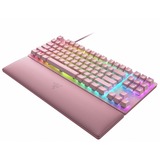 Razer Huntsman V2 TKL Quartz, gaming toetsenbord Roze, US lay-out, Razer Linear Optical (Red), RGB leds, TKL, Double Shot PBT