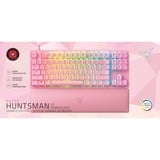 Razer Huntsman V2 TKL Quartz, gaming toetsenbord Roze, US lay-out, Razer Linear Optical (Red), RGB leds, TKL, Double Shot PBT