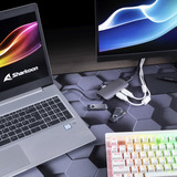 Sharkoon USB 3.0 Type C Multiport Adapter dockingstation Donkergrijs, HDMI, USB-C 3.2 (5 Gbit/s), 3x USB-A 3.2 (5 Gbit/s), MicroSD, SD