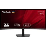 ViewSonic VA3420C UWQHD Curved Monitor met USB-C Hub 34" UltraWide Zwart, 1x DisplayPort, 2x HDMI, 1x USB-C, 2x USB-A, 120 Hz