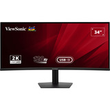 ViewSonic VA3420C UWQHD Curved Monitor met USB-C Hub 34" UltraWide  Zwart, 2x HDMI, 1x DisplayPort, USB-C, USB-B, USB-A, 120 Hz, 1900R