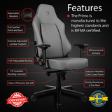 Arozzi Primo - Full Premium Leather - Anthracite gamestoel Antraciet